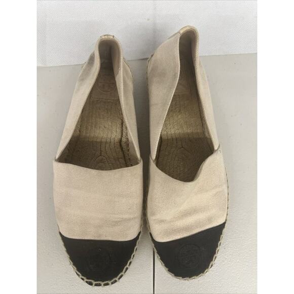 Tory Burch Dulce de Leche Black Cap Toe Espadrille Color Block Size 9.5 - Picture 1 of 8